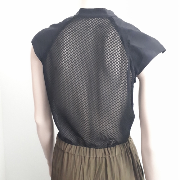 Parker | Two-tone Silk Dress with Mesh Detail - Picture 7 of 10